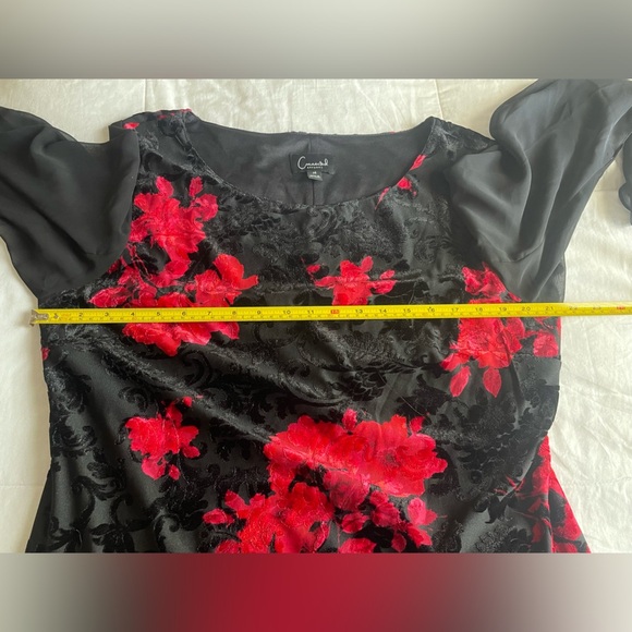 Connected Apparel Velvet Floral Bell Sleeve Mini Dress 14 Whimsigoth Witchy Boho - Picture 8 of 9